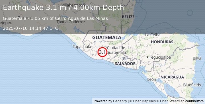 Earthquake GUATEMALA (3.1 m) (2025-07-10 14:14:47 UTC)