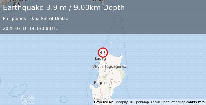 Earthquake LUZON, PHILIPPINES (3.9 m) (2025-07-10 14:13:08 UTC)