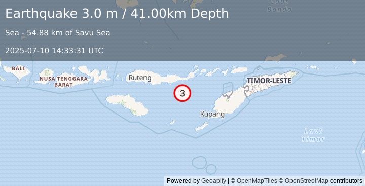 Earthquake SAVU SEA (3.0 m) (2025-07-10 14:33:31 UTC)