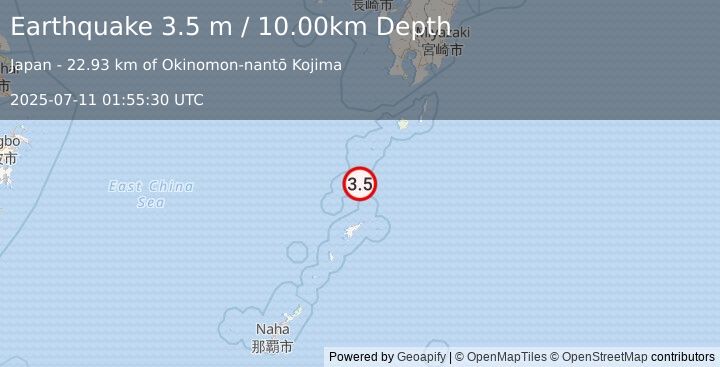 Earthquake RYUKYU ISLANDS, JAPAN (3.5 m) (2025-07-11 01:55:30 UTC)