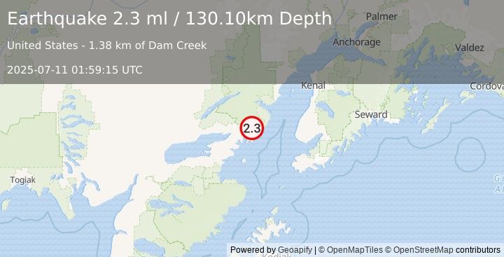 Earthquake SOUTHERN ALASKA (2.3 ml) (2025-07-11 01:59:15 UTC)