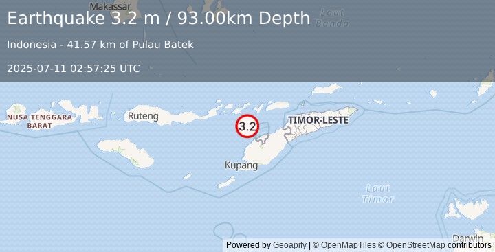 Earthquake FLORES REGION, INDONESIA (3.2 m) (2025-07-11 02:57:25 UTC)