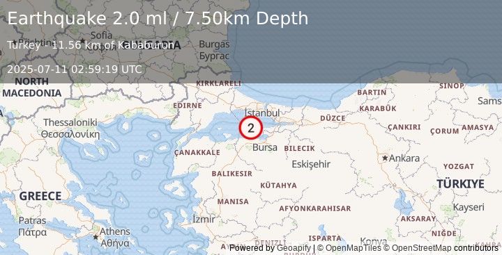 Earthquake WESTERN TURKEY (2.0 ml) (2025-07-11 02:59:19 UTC)