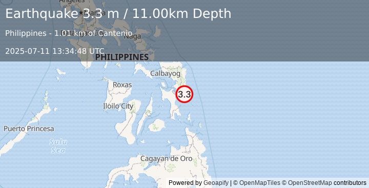 Earthquake SAMAR, PHILIPPINES (3.3 m) (2025-07-11 13:34:48 UTC)