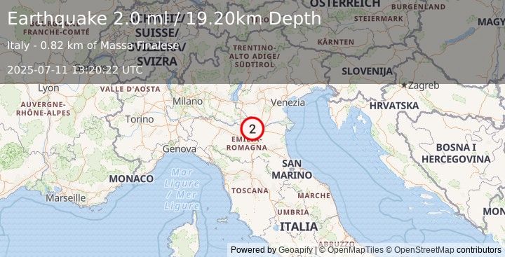 Earthquake NORTHERN ITALY (2.0 ml) (2025-07-11 13:20:22 UTC)
