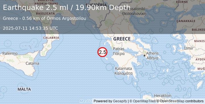 Earthquake GREECE (2.5 ml) (2025-07-11 14:53:35 UTC)