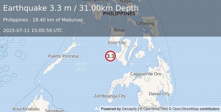 Earthquake NEGROS, PHILIPPINES (3.3 m) (2025-07-11 15:00:59 UTC)