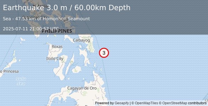 Earthquake PHILIPPINE ISLANDS REGION (3.0 m) (2025-07-11 21:00:57 UTC)