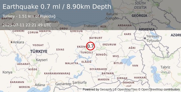 Earthquake EASTERN TURKEY (0.7 ml) (2025-07-11 22:21:49 UTC)