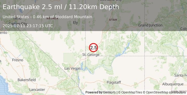Earthquake UTAH (2.5 ml) (2025-07-11 23:17:15 UTC)