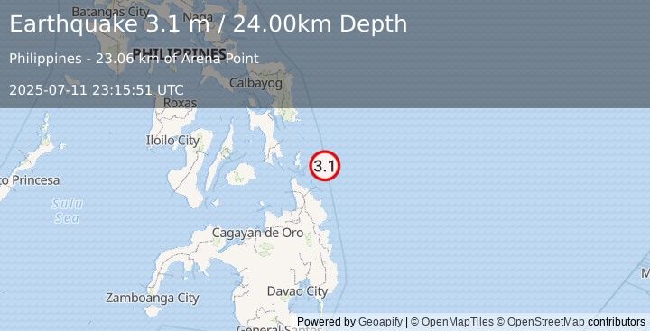 Earthquake PHILIPPINE ISLANDS REGION (3.1 m) (2025-07-11 23:15:51 UTC)