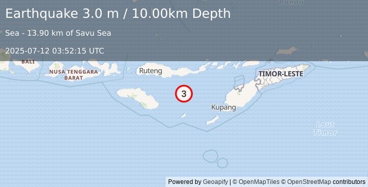 Earthquake SAVU SEA (3.0 m) (2025-07-12 03:52:15 UTC)