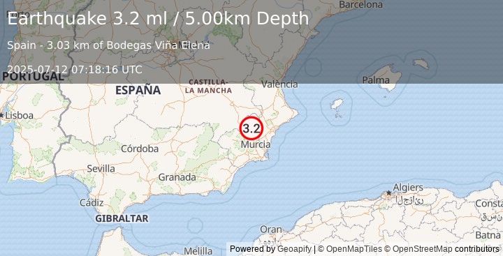 Earthquake SPAIN (3.2 ml) (2025-07-12 07:18:16 UTC)