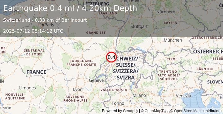 Earthquake SWITZERLAND (0.4 ml) (2025-07-12 08:14:12 UTC)