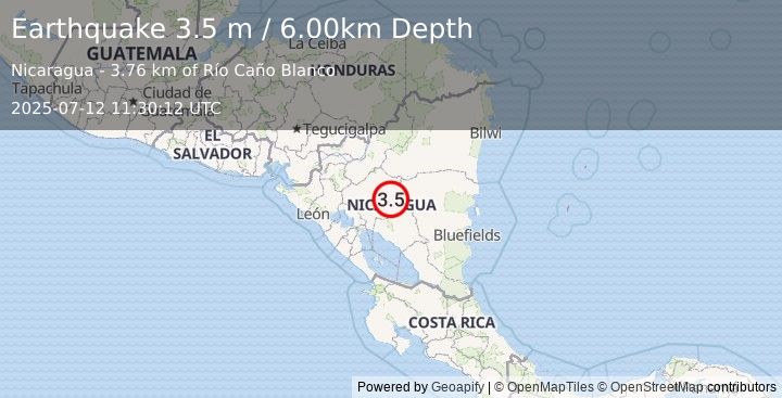 Earthquake NICARAGUA (3.5 m) (2025-07-12 11:30:12 UTC)