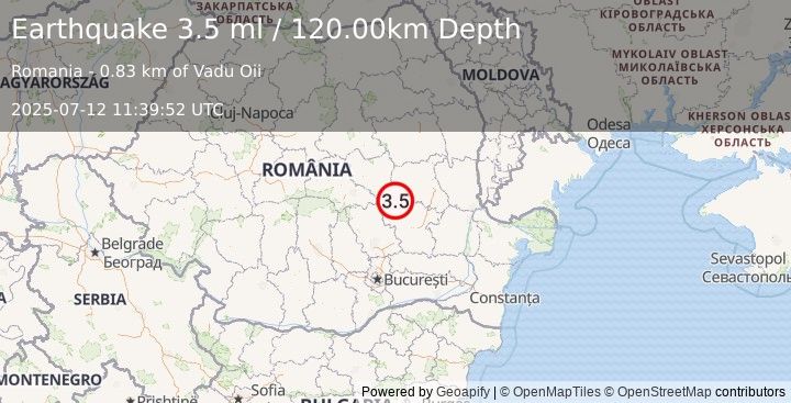 Earthquake ROMANIA (3.5 ml) (2025-07-12 11:39:52 UTC)