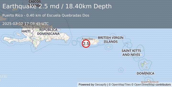 Earthquake PUERTO RICO (2.5 md) (2025-07-12 17:08:45 UTC)