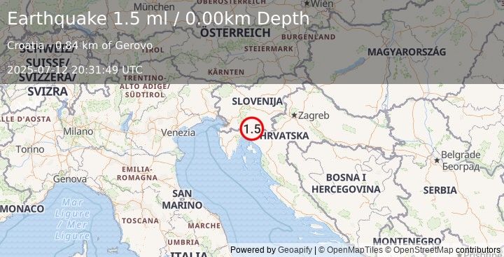 Earthquake CROATIA (1.5 ml) (2025-07-12 20:31:49 UTC)