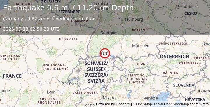 Earthquake GERMANY (0.6 ml) (2025-07-13 02:50:23 UTC)