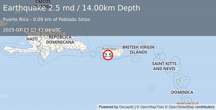 Earthquake PUERTO RICO (2.5 md) (2025-07-13 03:43:04 UTC)