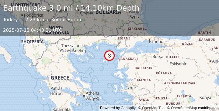 Earthquake AEGEAN SEA (3.0 ml) (2025-07-13 04:43:31 UTC)