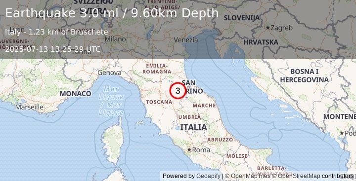 Earthquake CENTRAL ITALY (3.0 ml) (2025-07-13 13:25:29 UTC)