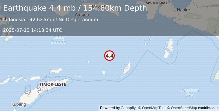 Earthquake BANDA SEA (4.4 mb) (2025-07-13 14:18:34 UTC)