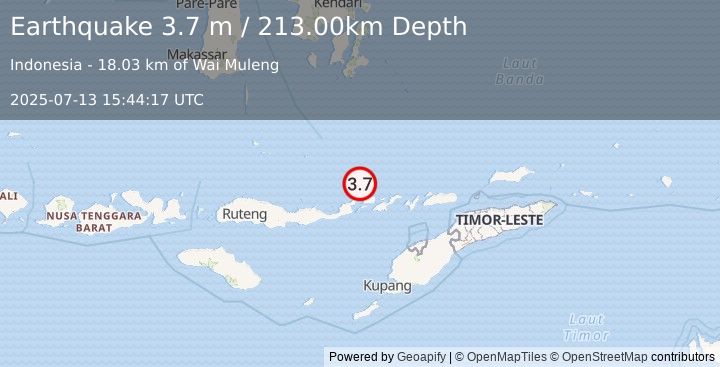 Earthquake BANDA SEA (3.7 m) (2025-07-13 15:44:17 UTC)