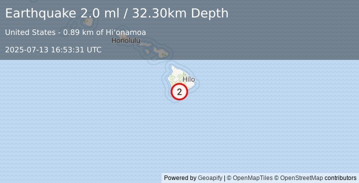 Earthquake ISLAND OF HAWAII, HAWAII (2.0 ml) (2025-07-13 16:53:31 UTC)