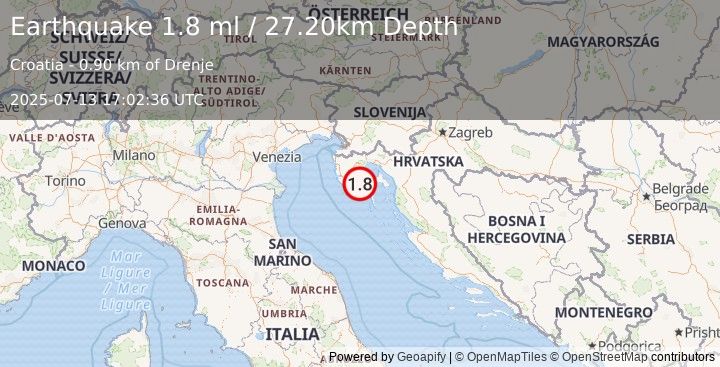 Earthquake ADRIATIC SEA (2.3 ml) (2025-07-13 17:02:21 UTC)