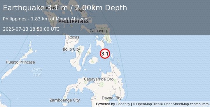 Earthquake LEYTE, PHILIPPINES (3.1 m) (2025-07-13 18:50:00 UTC)