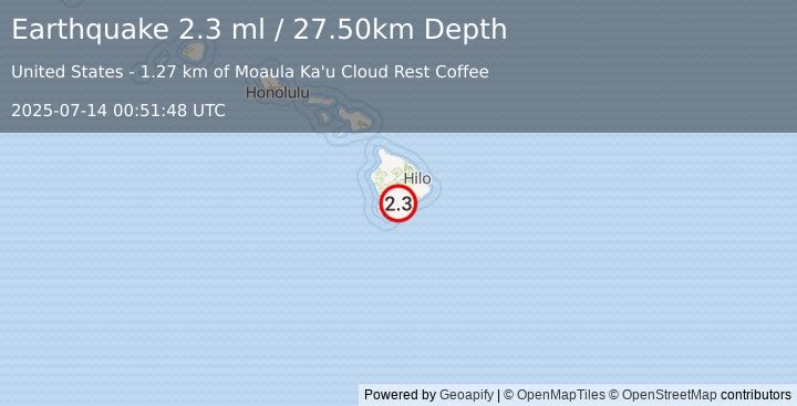 Earthquake ISLAND OF HAWAII, HAWAII (2.3 ml) (2025-07-14 00:51:48 UTC)