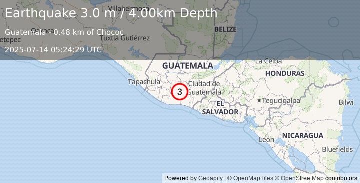 Earthquake GUATEMALA (3.0 m) (2025-07-14 05:24:29 UTC)