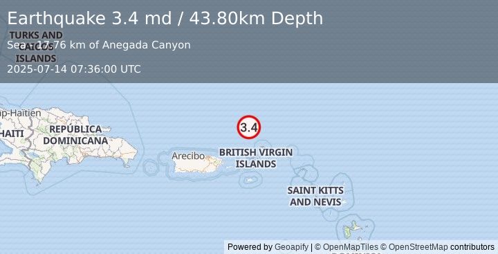 Earthquake VIRGIN ISLANDS REGION (3.4 md) (2025-07-14 07:36:00 UTC)