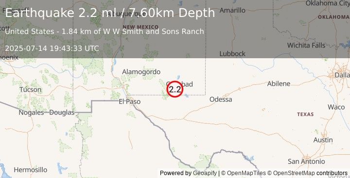 Earthquake NEW MEXICO (2.2 ml) (2025-07-14 19:43:33 UTC)