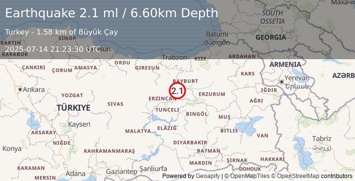 Earthquake EASTERN TURKEY (2.1 ml) (2025-07-14 21:23:30 UTC)