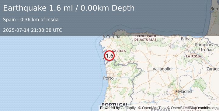 Earthquake SPAIN (1.6 ml) (2025-07-14 21:38:38 UTC)