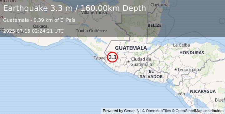 Earthquake GUATEMALA (3.3 m) (2025-07-15 02:24:21 UTC)