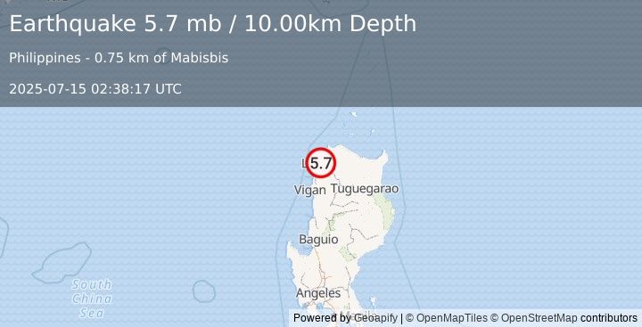Earthquake LUZON, PHILIPPINES (5.5 mw) (2025-07-15 02:38:19 UTC)