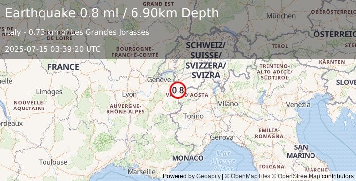 Earthquake FRANCE (0.8 ml) (2025-07-15 03:39:20 UTC)
