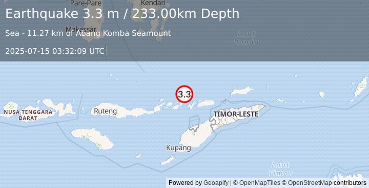 Earthquake BANDA SEA (3.3 m) (2025-07-15 03:32:09 UTC)