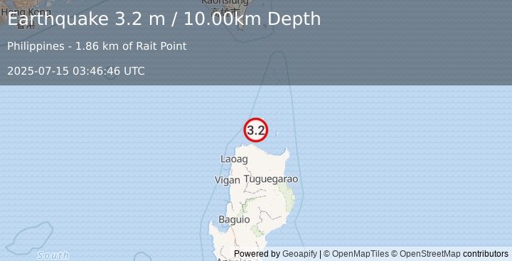 Earthquake BABUYAN ISL REGION, PHILIPPINES (3.2 m) (2025-07-15 03:46:46 UTC)