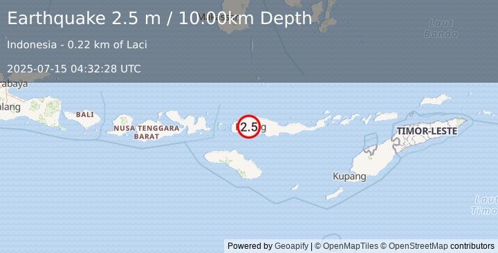 Earthquake FLORES REGION, INDONESIA (2.5 m) (2025-07-15 04:32:28 UTC)