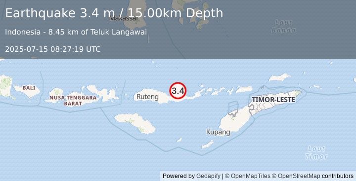 Earthquake FLORES REGION, INDONESIA (3.4 m) (2025-07-15 08:27:19 UTC)