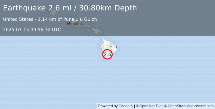 Earthquake ISLAND OF HAWAII, HAWAII (2.8 ml) (2025-07-15 09:56:31 UTC)