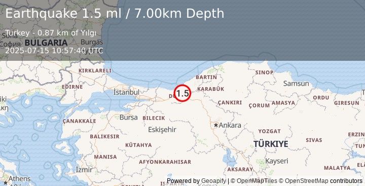 Earthquake WESTERN TURKEY (1.5 ml) (2025-07-15 10:57:40 UTC)