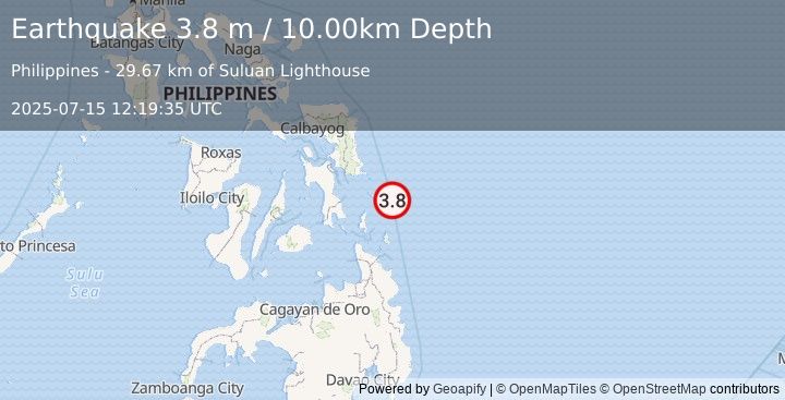 Earthquake PHILIPPINE ISLANDS REGION (3.8 m) (2025-07-15 12:19:35 UTC)