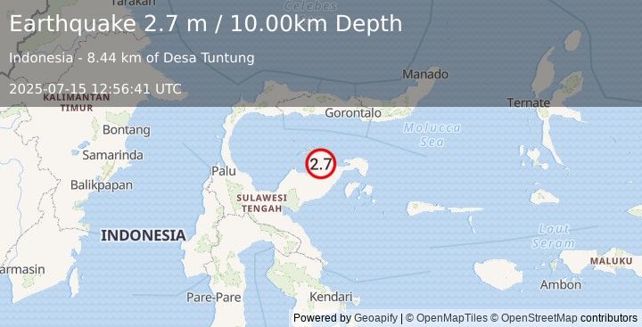 Earthquake SULAWESI, INDONESIA (2.7 m) (2025-07-15 12:56:41 UTC)