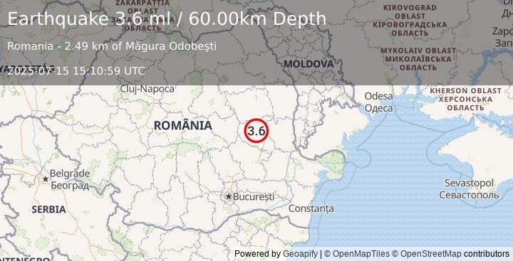 Earthquake ROMANIA (3.6 ml) (2025-07-15 15:10:58 UTC)