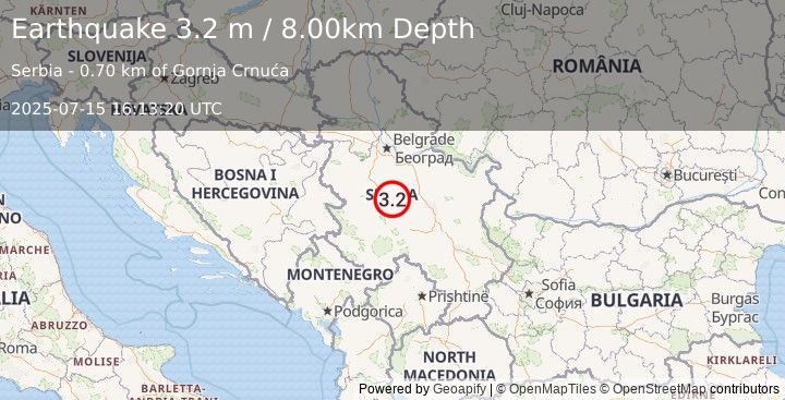 Earthquake SERBIA (3.2 m) (2025-07-15 16:13:20 UTC)